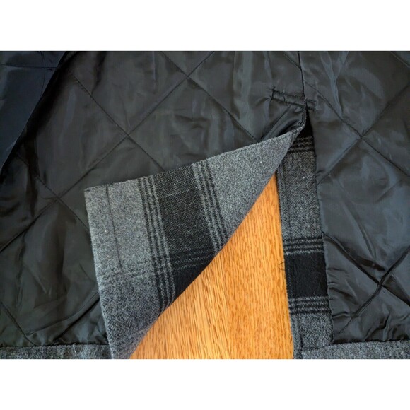 Carbon Jacket Mens Size S Wool Blend Plaid Quilted Lining Gray/black Button up - Picture 13 of 15